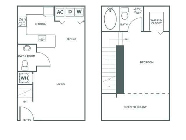Floor Plan - One Bedroom One Bath (839 SF)