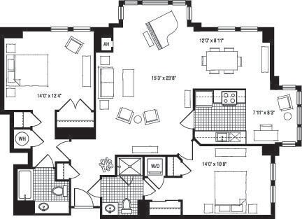 2E floor plan The Clarendon - 2E