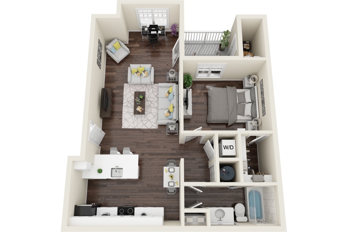 Floor Plan - The Lumina 1 Bedroom 1 Bath