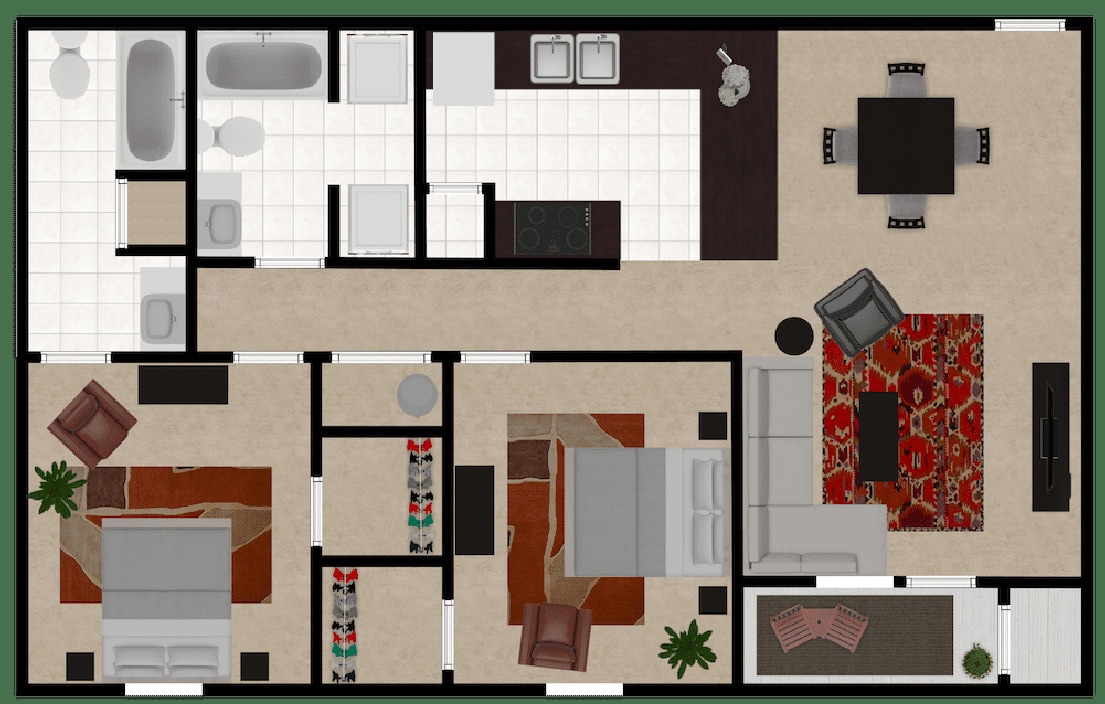 Floor Plan - 2 BR Large