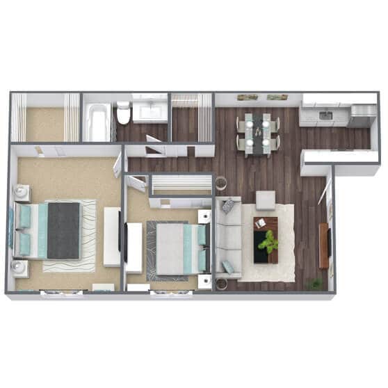 Floor Plan - Two Bedroom One Bath
