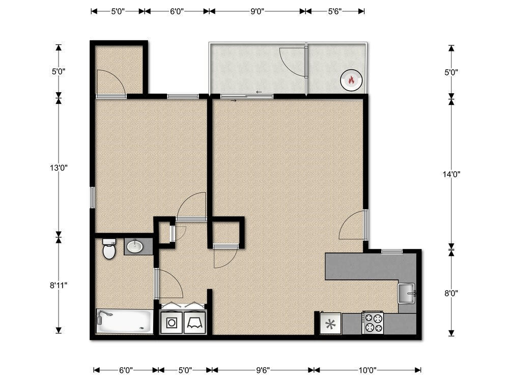 Floor Plan - 1x1