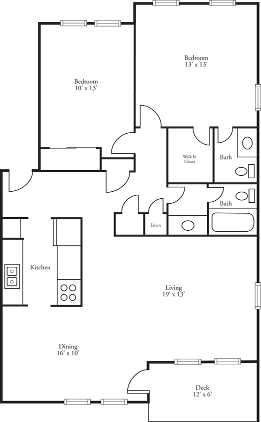 Floor Plan - Terraces - 2 Bed 1.5 Bath