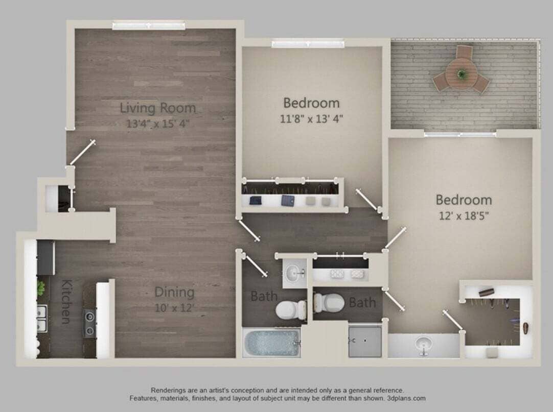 B1 - 2BR, 2BA - 992SF - B1
