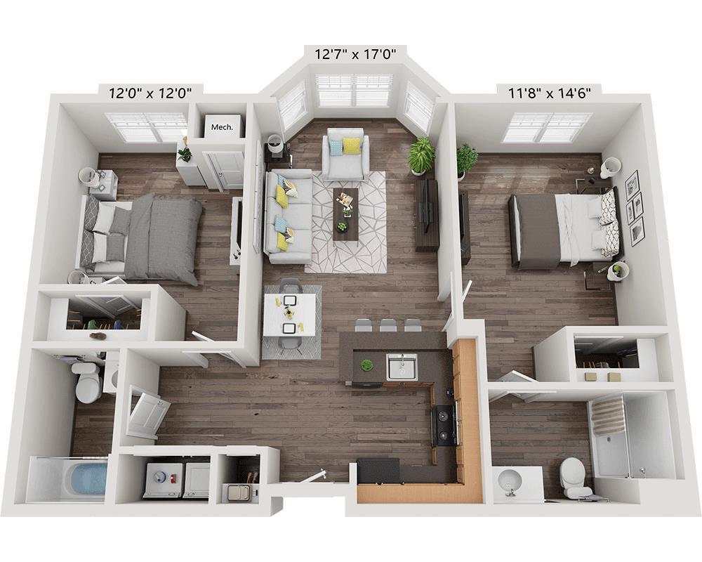 Floor Plan - Two Bedroom B2B