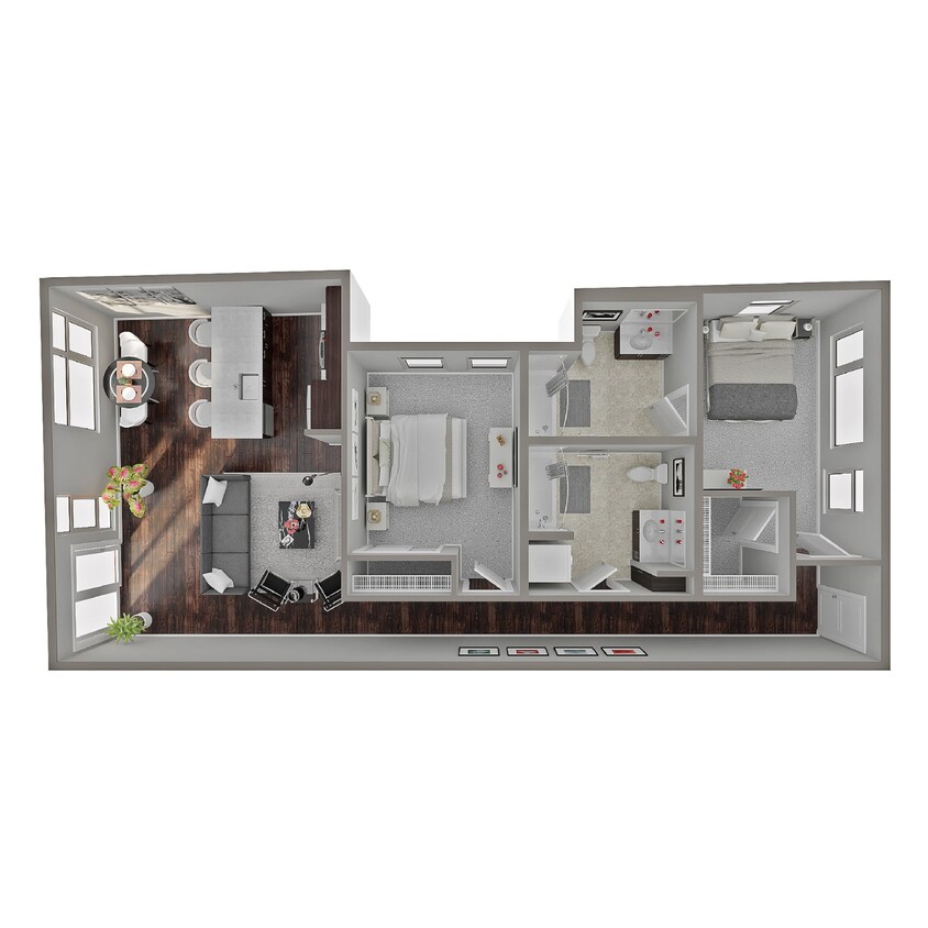 Floor Plan - 2 Bed/2 Bath - D