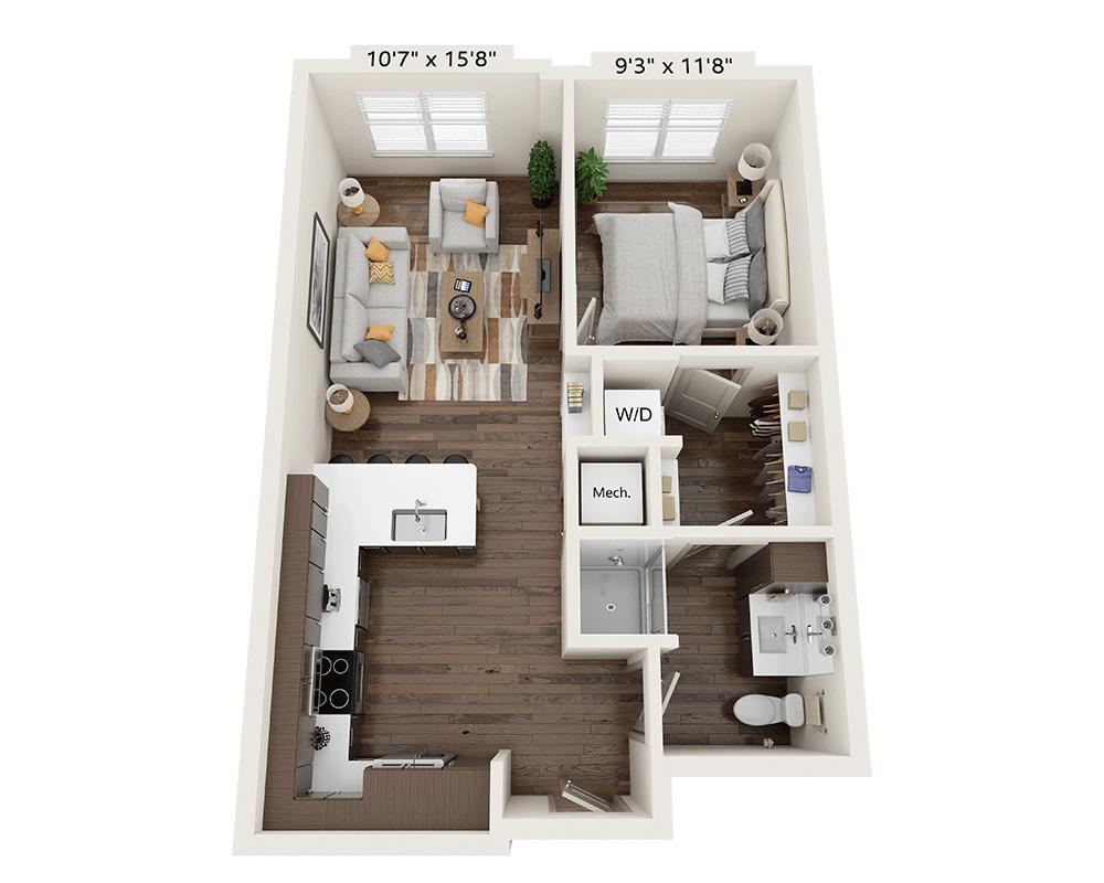 Floor Plan - One Bedroom A1B-III