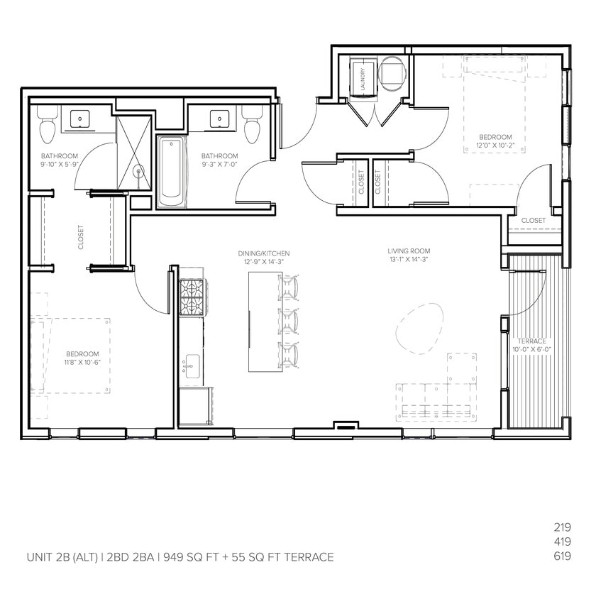 Floor Plan - Flats Unit 2B A
