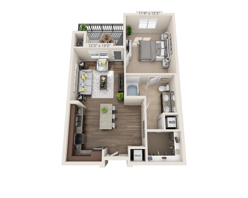 Floor Plan - One Bedroom A1E