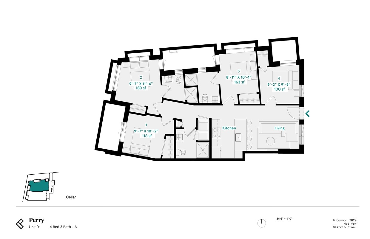 Floor Plan - Private Bedroom in Shared 4 Bed