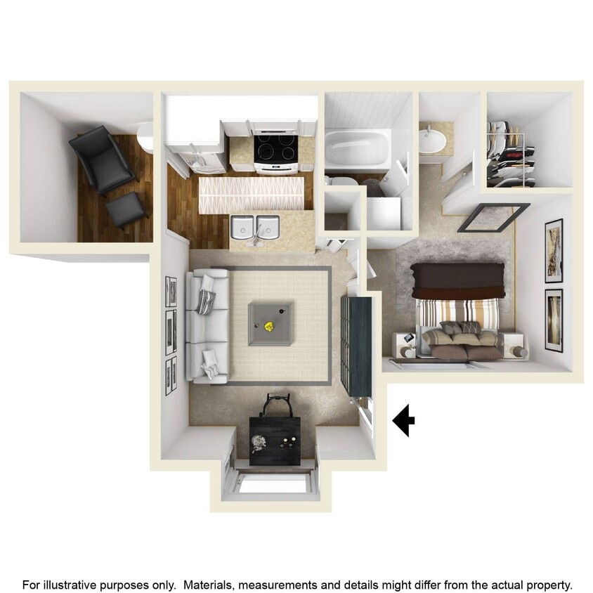Floor Plan - One Bed, One Bath B