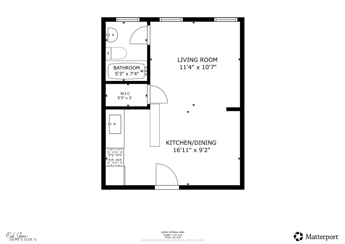 Floor Plan - Studio - 116 Oak Grove