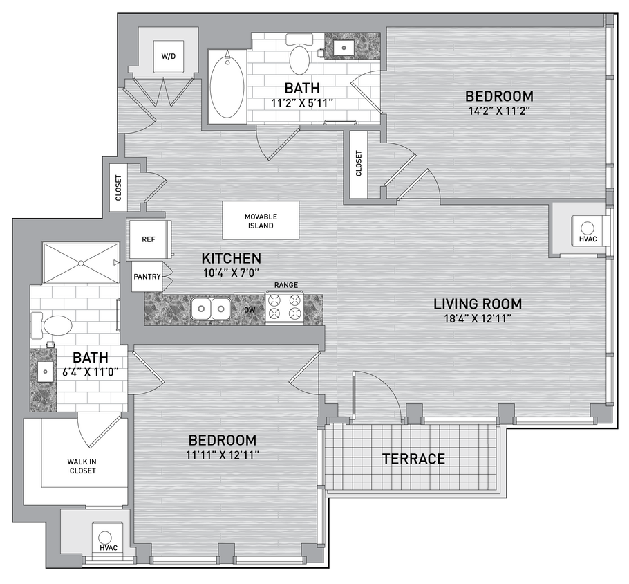 Floor Plan - 19 Stack - 2 Bed 2 Bath-B5