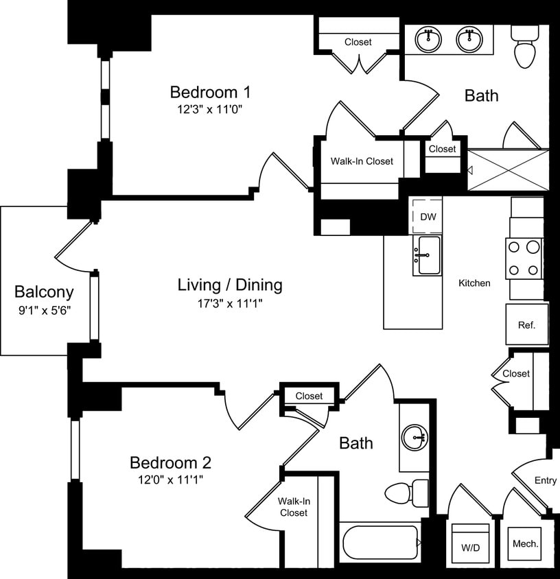 Floor Plan - B02 with Balcony