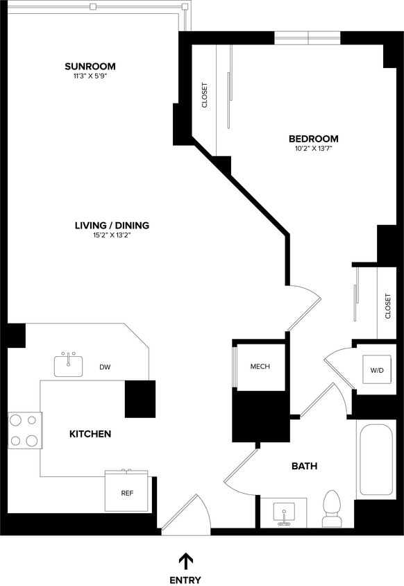 Floor Plan - 1 Bed/1 Bath-A14R