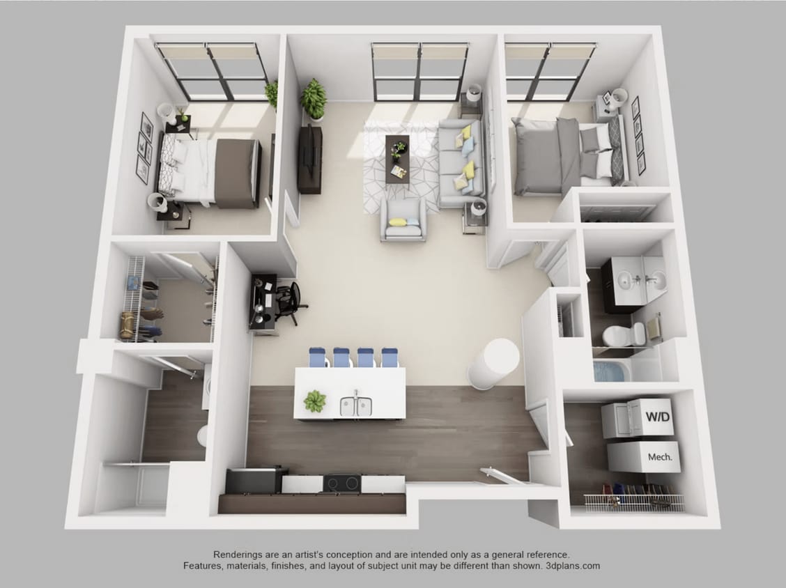 2x1 - 2G - Two Bedroom One Bath