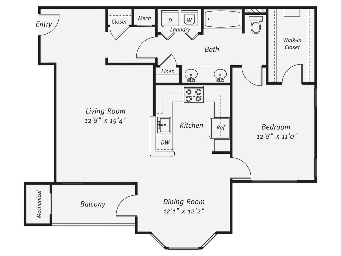 Floor Plan - 1 Bed/1 Bath-Watson