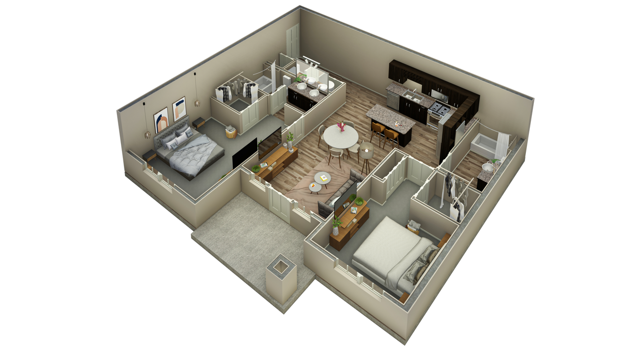 Floor Plan - 2 BR Haven Courtyard