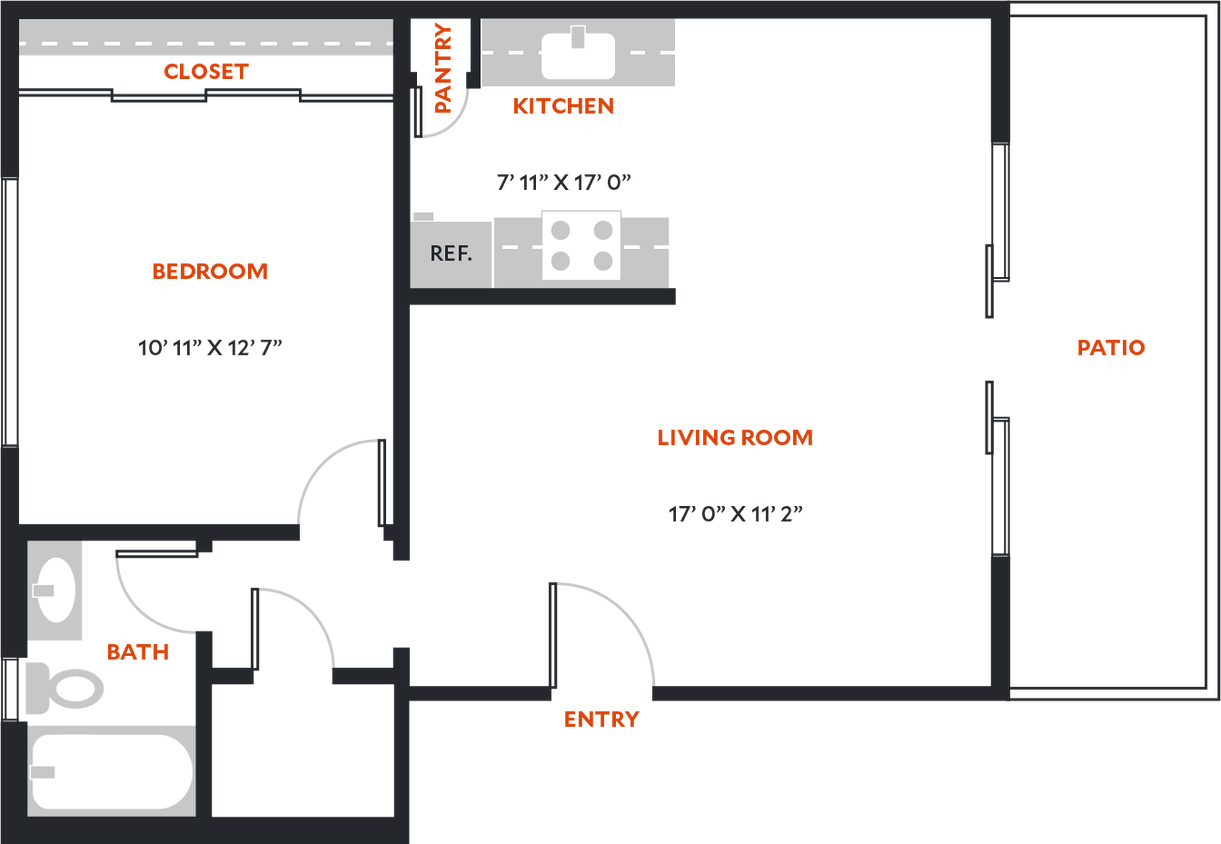 Floor Plan - Plan 1B - Renovated w/ WD