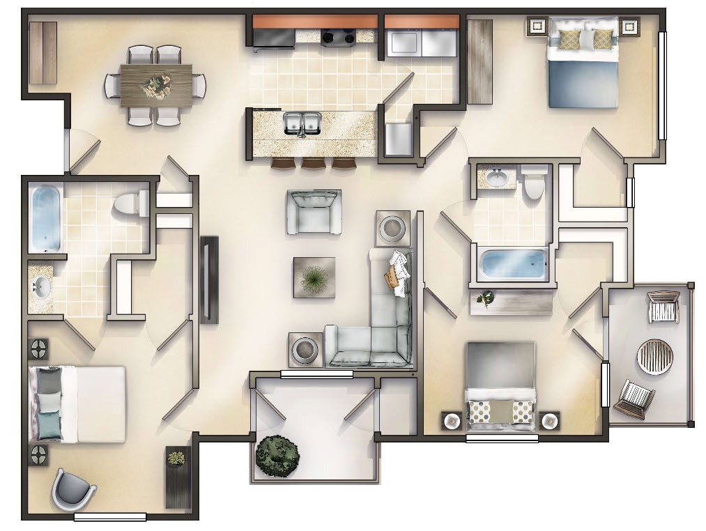Floor Plan - The Dartmouth w/Double Balcony
