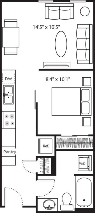 Floor Plan - Open 1 Bedroom C_NOBALCONY
