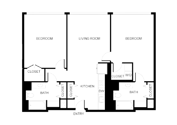 Floor Plan - West 7th | 2 Bedrooms 2 Bathrooms - A