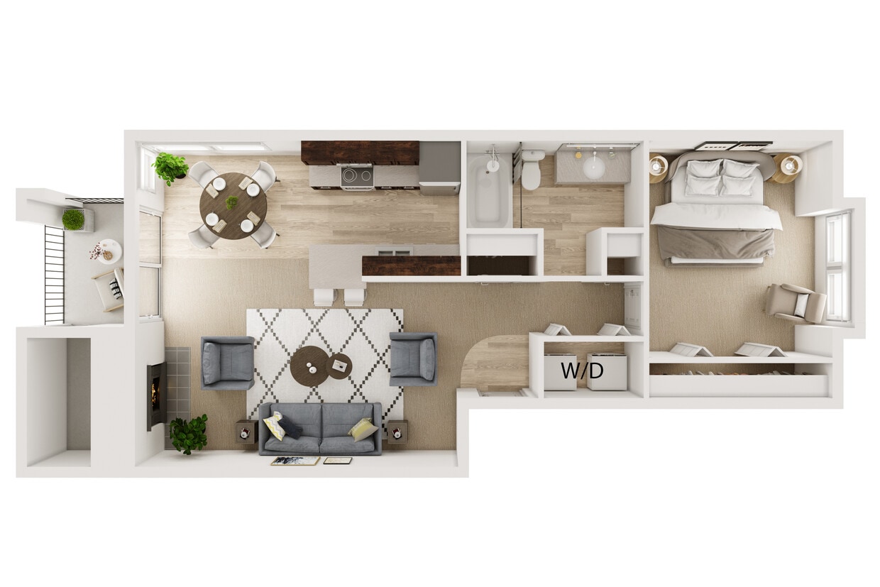 Floor Plan - 1 Bed 1 Bath