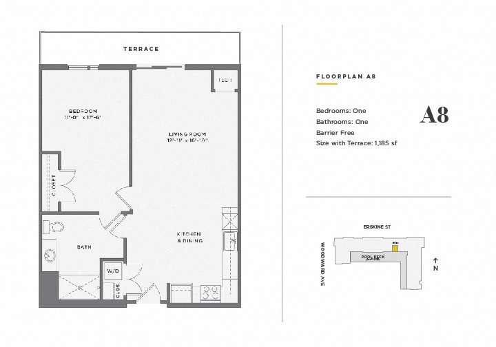 Floor Plan - 1 Bedroom Unit - A8