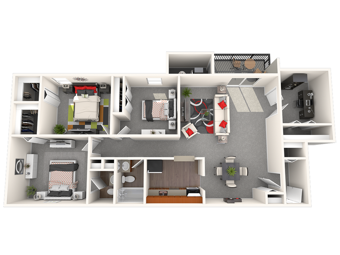 Floor Plan - 3 Bed 1.5 Bath Den