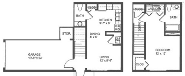 1BR/1.5BA - 1 Bed, 1.5 Bath - 844 sq ft
