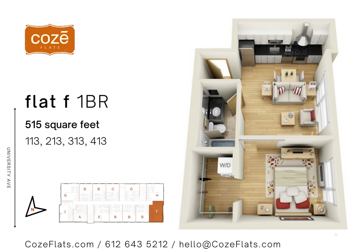 Floor Plan - Flat F 1 Bedroom