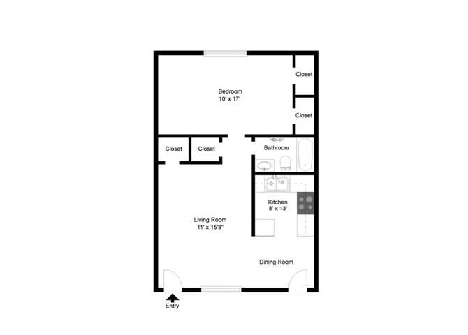 Floor Plan - 1 Bedroom  1 Bathroom