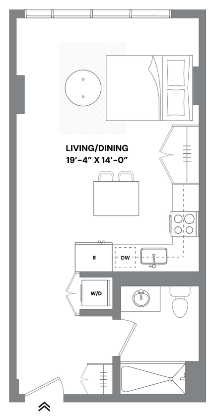 Floor Plan - 0B-3 Studio Apartment Furnished