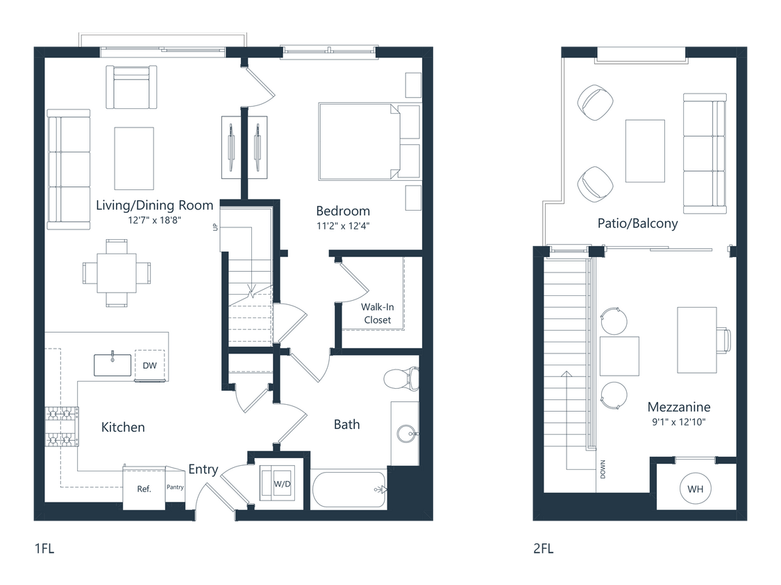 Floor Plan - A1 Loft | 1 Bed | 1 Bath | Loft