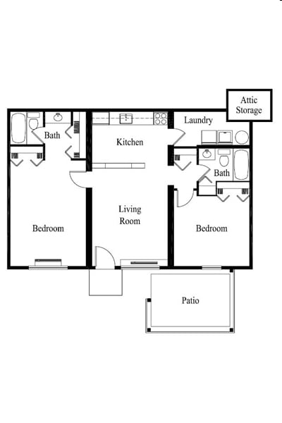 2BR/2BA - Two Bed Two Bath Standard