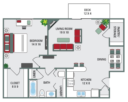 Floor Plan - The Deluxe - 850 Sqft