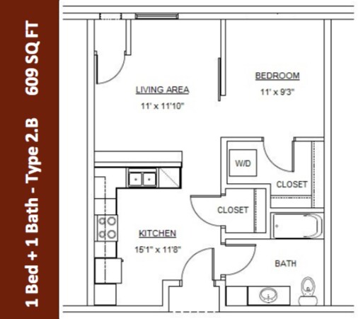 1 bed 1 bath | Apartment in Rochester MN | 501 on First - 1 Bedroom - 1 Bath (Type 2.B)