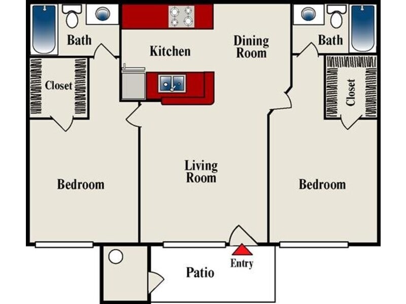 Floor Plan - 2 Bed 2 Bath