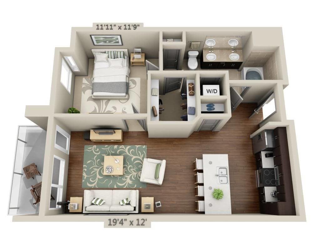Floor Plan - One Bedroom A1E