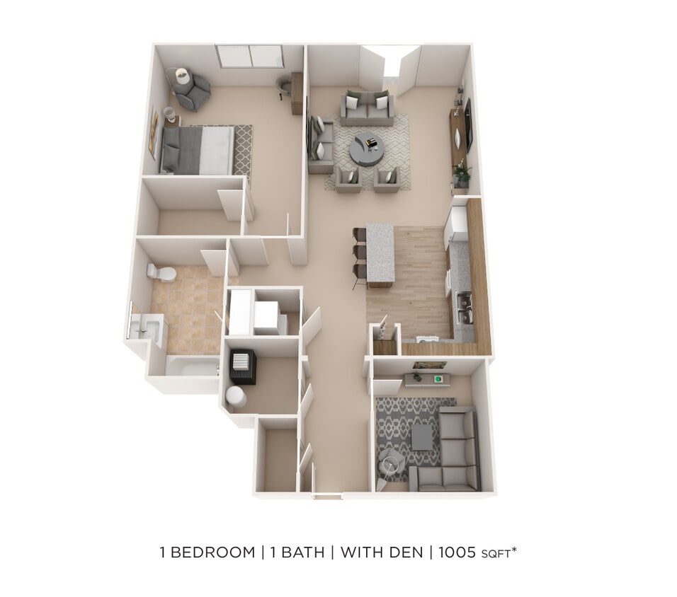 Floor Plan - One Bedroom- 1,005 sqft