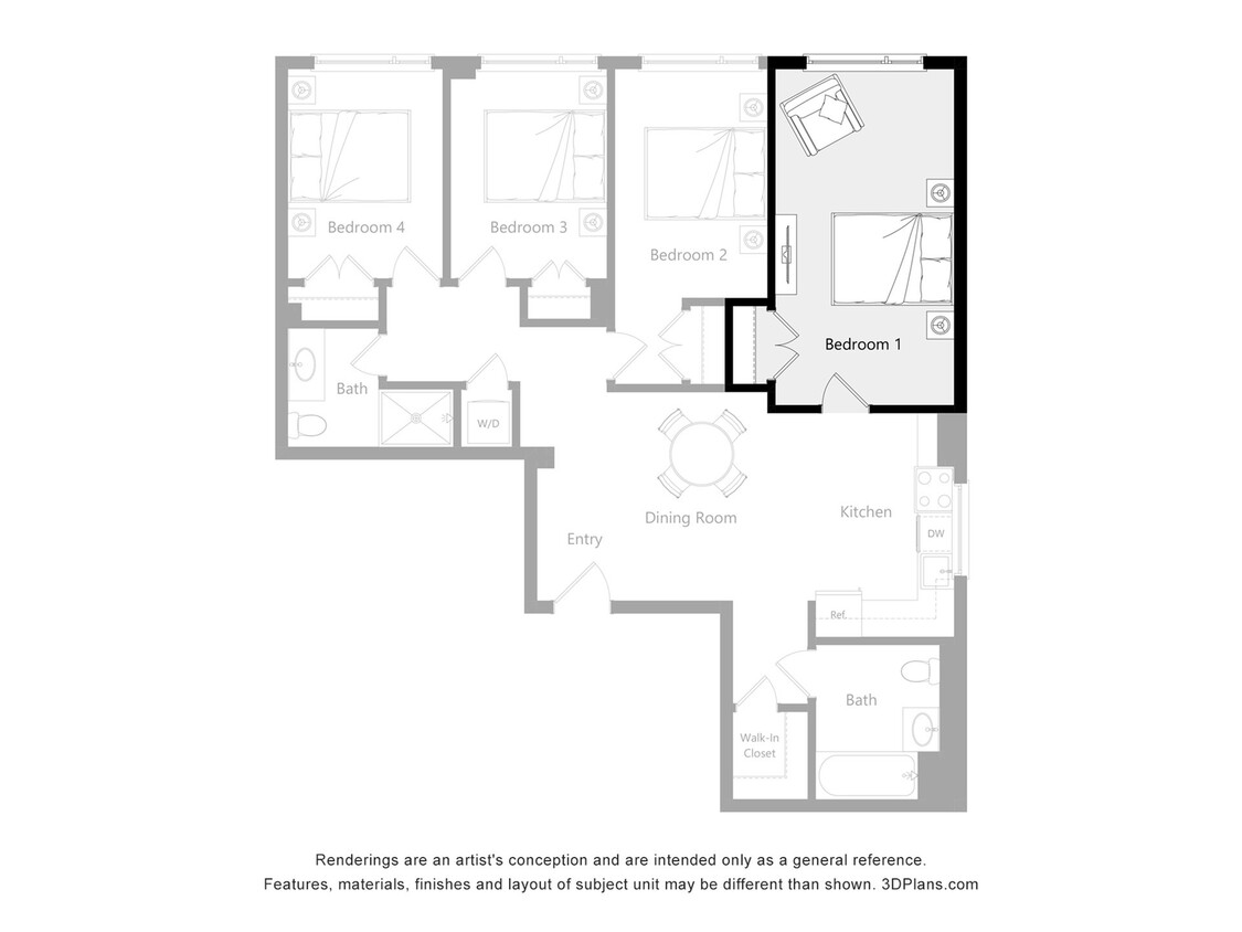 The Reserve_C4 & D4 - Furnished Room in a 4 Bedroom 2 Bathroom (C4)