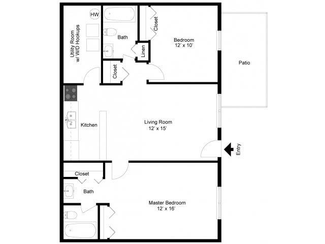 Floor Plan - Two Bedroom Two Bath