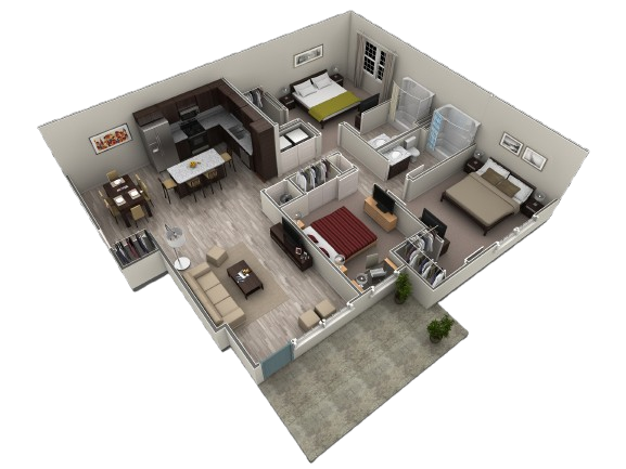 Floor Plan - 3 BR Grand Courtyard