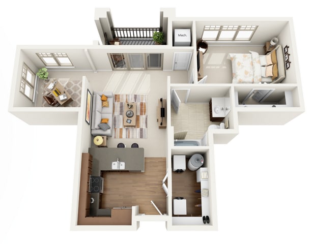 Floor Plan 1E | Wells Street Station | Apartments in Delafield, WI - 1E