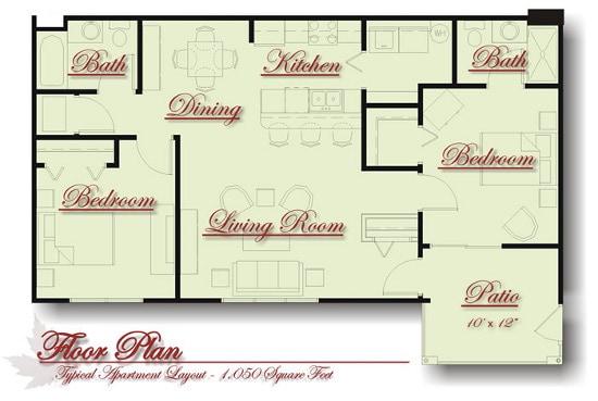 2 Bedroom, 2 Bathroom Floor Plan - 2 bedroom 2 bath