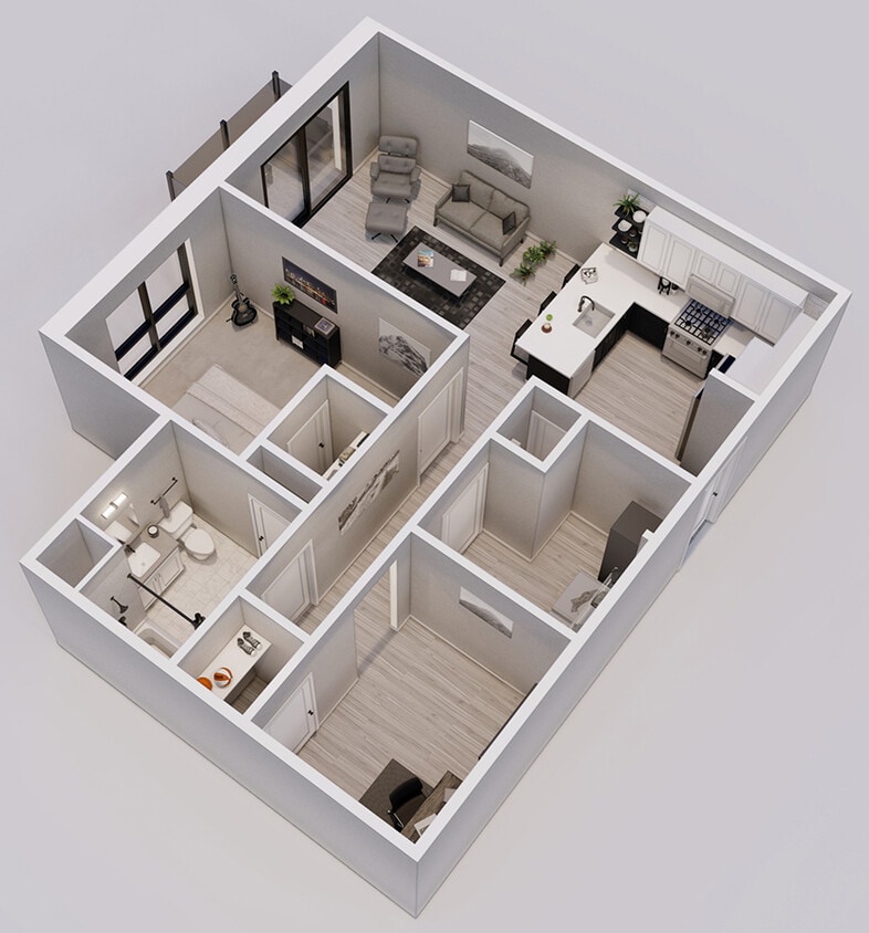 Floor Plan - Bloomerang Style B - 1 Bedroom + Den