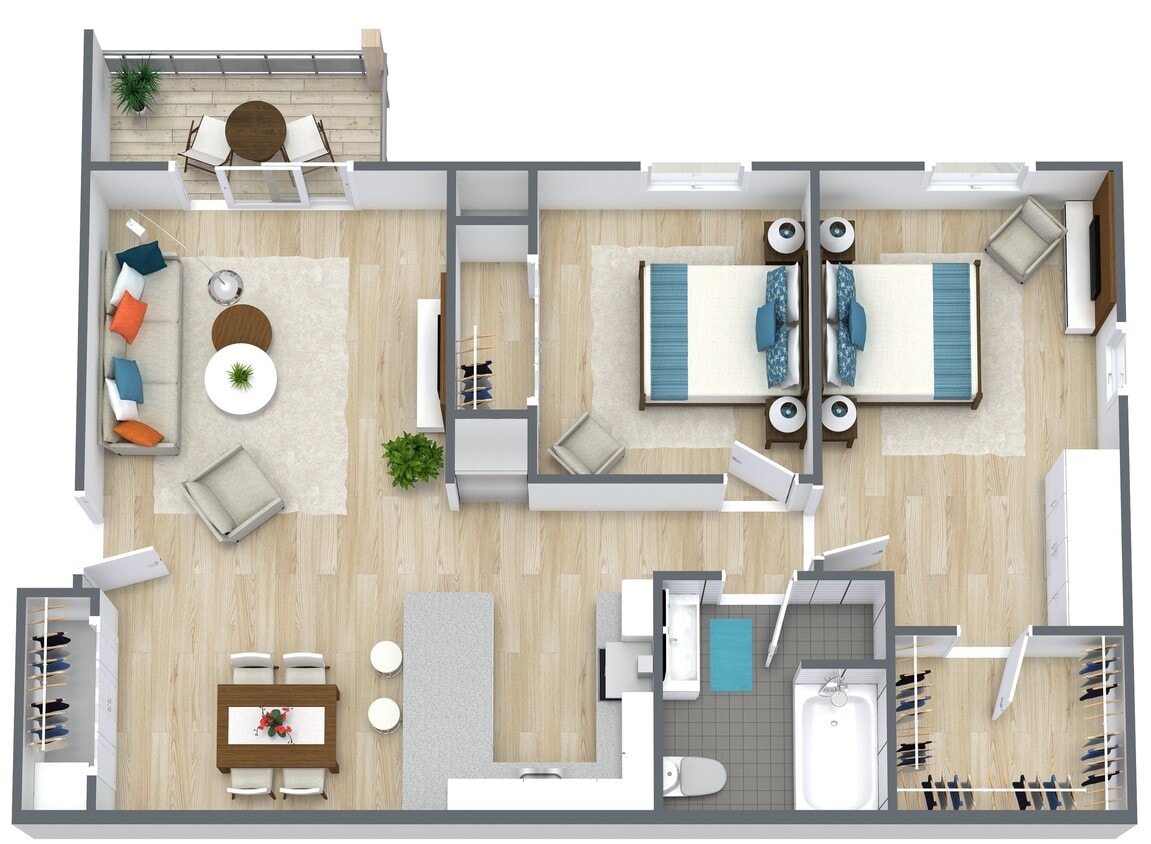 Floor Plan - Two Bedroom One Bathroom