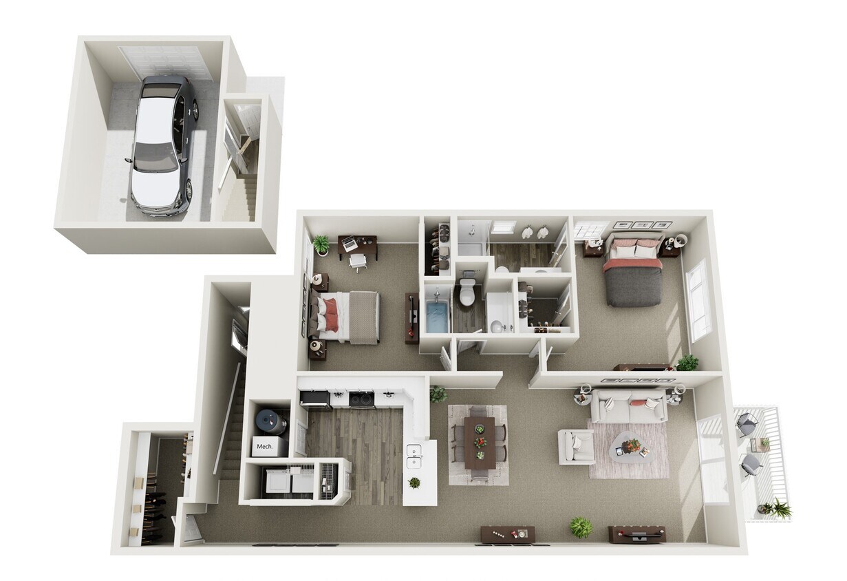 Floor Plan - 1,650 SQ.FT. 2BR,2BA Deluxe Smart Garage