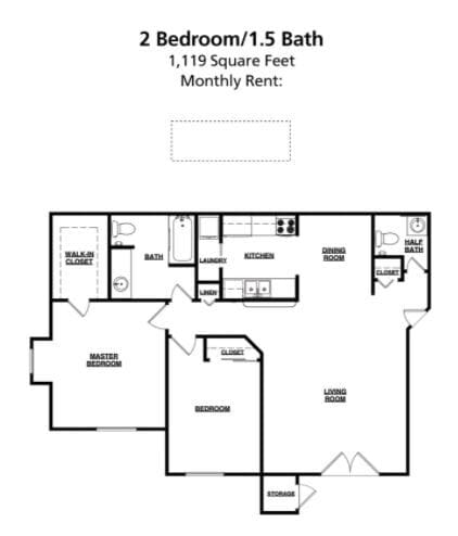 2 bed/1.5 bath - 2B/1.5B