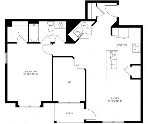 Floor Plan - Monocay (1 Bed + Den)